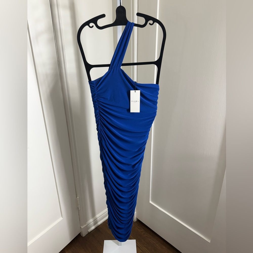 Club L London Royal Blue One-Shoulder Dress